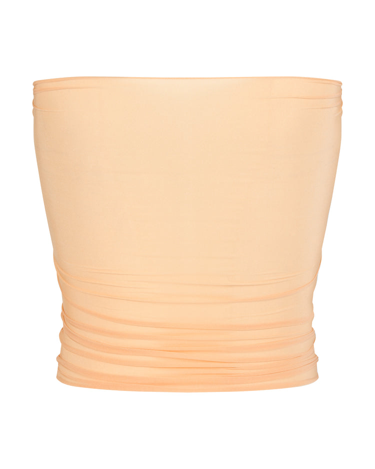 SHEER SHIMMER TUBE TOP // APRICOT