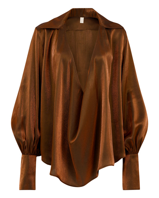 COLLARED PLUNGE BLOUSE // COPPER FOX