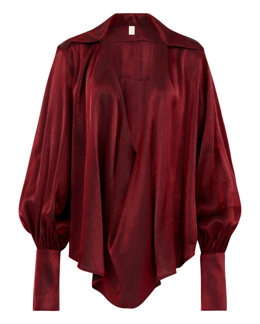 COLLARED PLUNGE BLOUSE // BLACK CHERRY