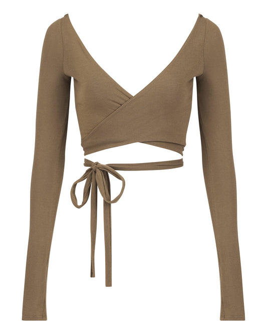 HOODED WRAP TOP // COCOA FAWN