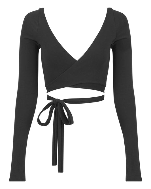 HOODED WRAP TOP // RICH BLACK