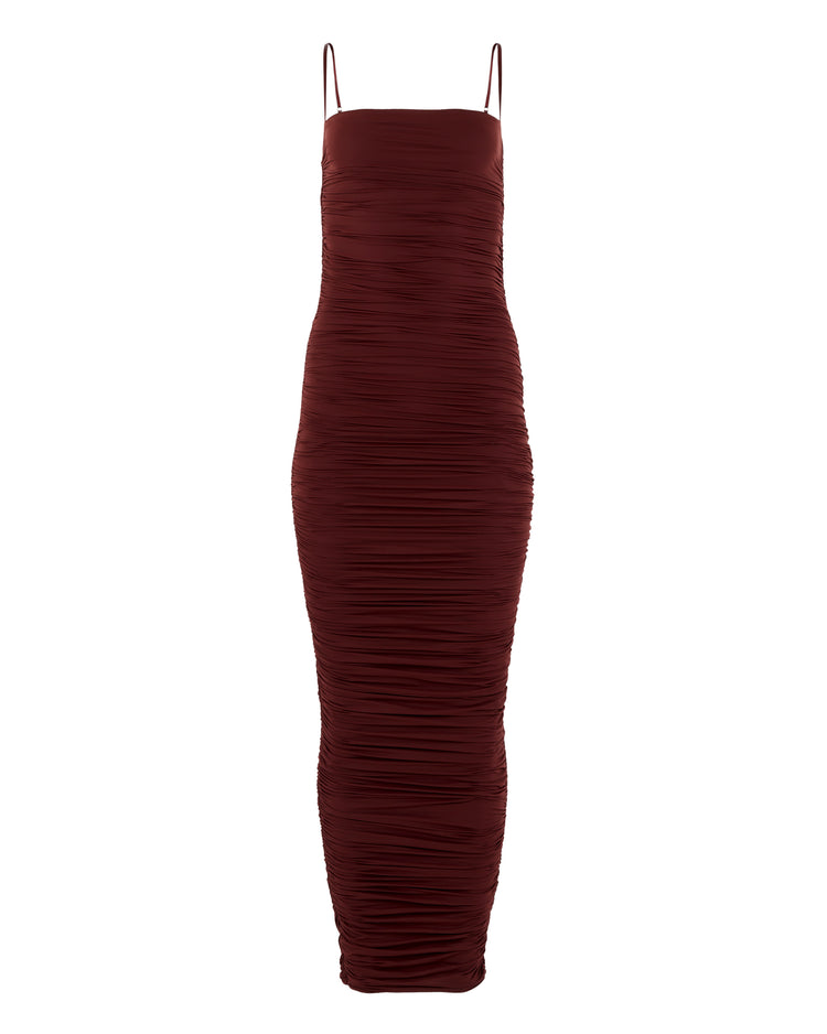 HOSIERY GATHER DRESS // CHERRY WINE