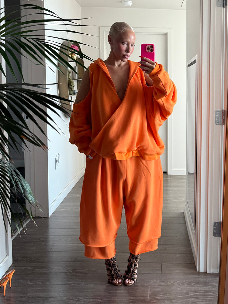 COLD SHOULDER HOODIE // PERSIMMON