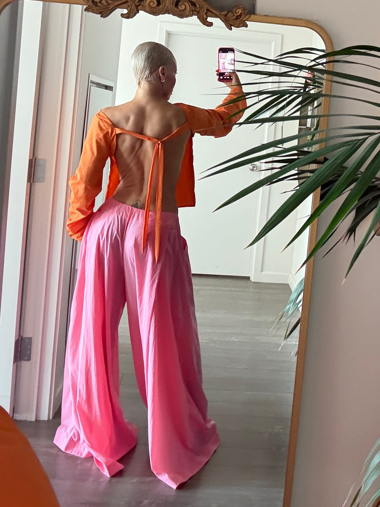 WINDBREAKER OPEN BACK BLOUSE // PERSIMMON