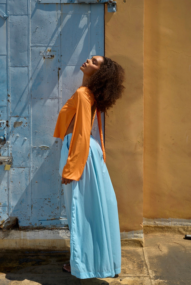WINDBREAKER OPEN BACK BLOUSE // PERSIMMON