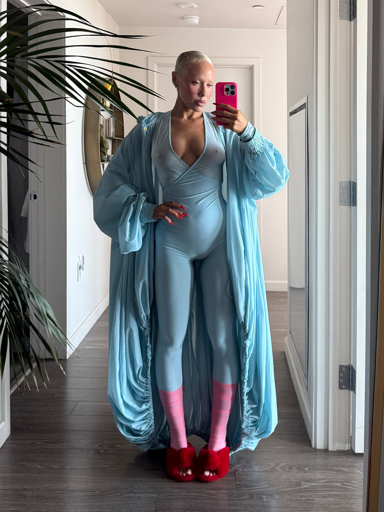 HOODED BALLOON WINDBREAKER // AQUAMARINE