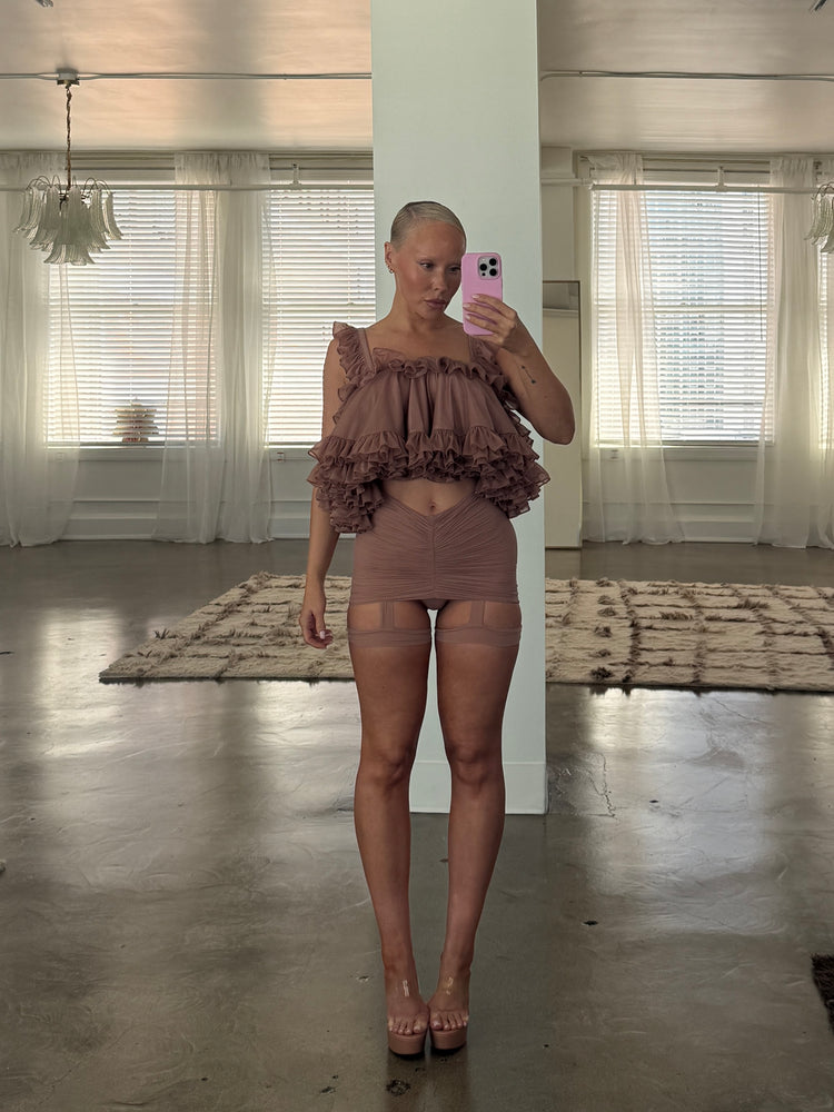 TIERED RUFFLE CAMISOLE // PETAL NECTAR