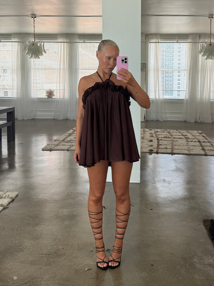 BABYDOLL HALTER MINI // CHERRY WINE