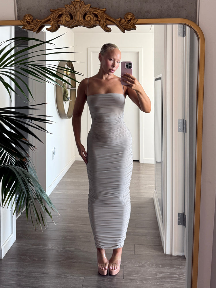 HOSIERY GATHER DRESS // FLUFFY MUSHROOM
