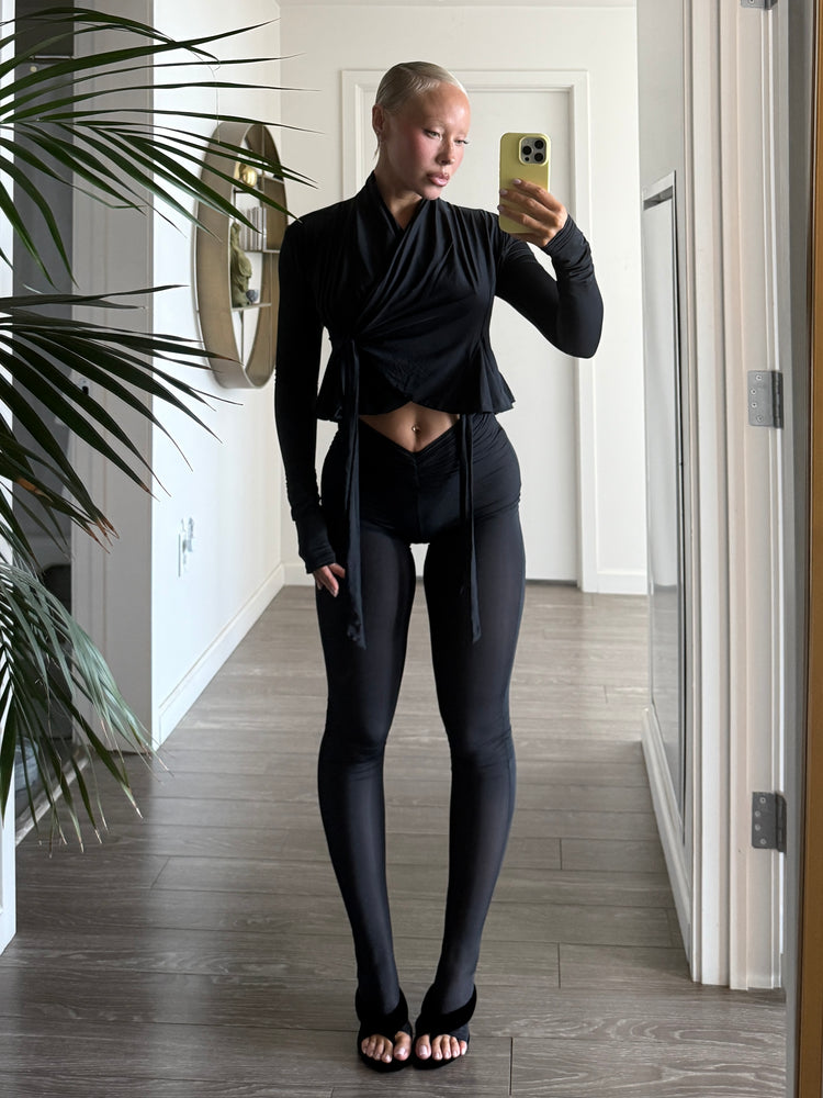 FLARED WRAP BOLERO // VERY BLACK