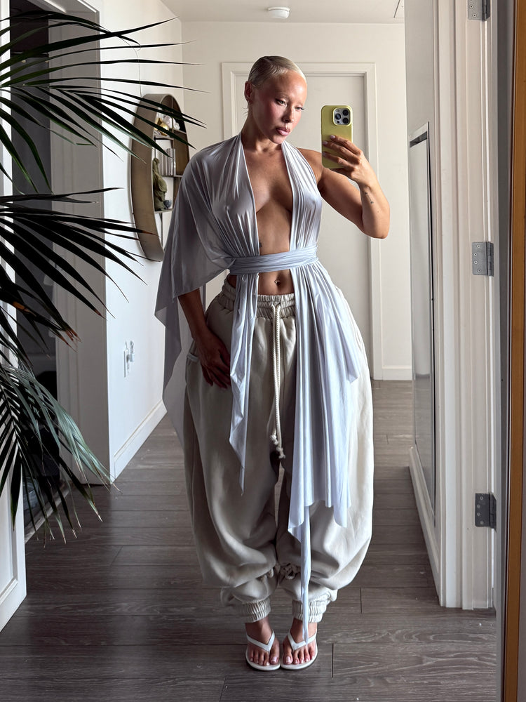 SHEER SHIMMER DRAPE HALTER // LUNAR ROCK