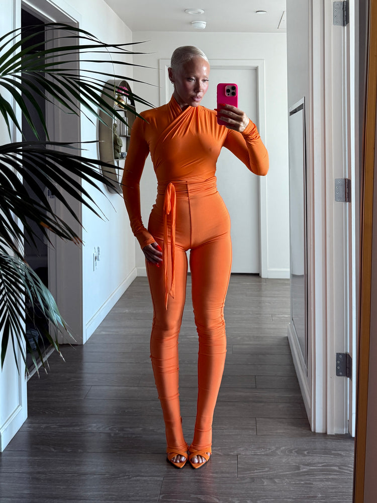 MODAL DOUBLE RAW EDGE LEGGING // PERSIMMON