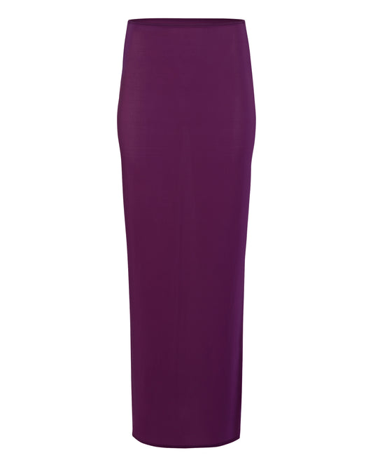 SHEER FLOW SKIRT // EGGPLANT