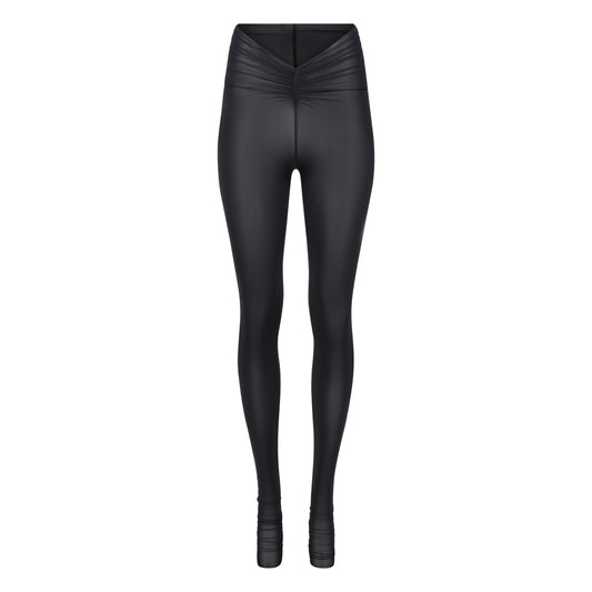 SHEER SHIMMER SCRUNCH LEGGING // VERY BLACK