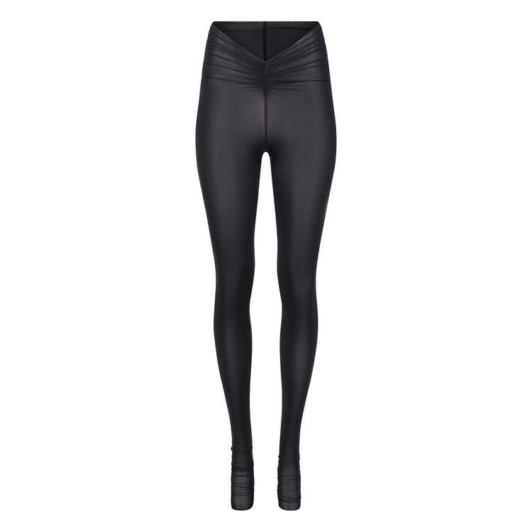 SHEER SHIMMER SCRUNCH LEGGING // VERY BLACK