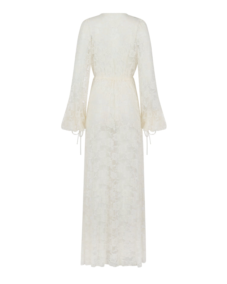 LACE GLAMOUR DRESSING GOWN // IVORY