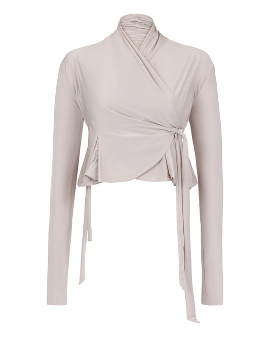 FLARED WRAP BOLERO // COSMIC LATTE