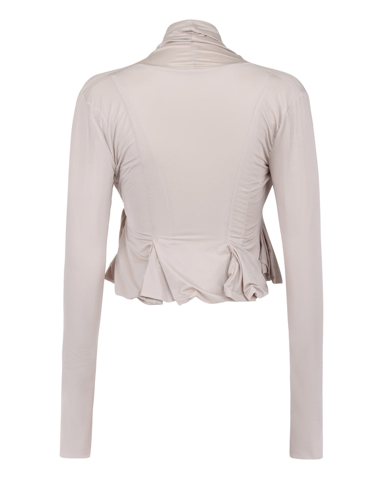 FLARED WRAP BOLERO // COSMIC LATTE