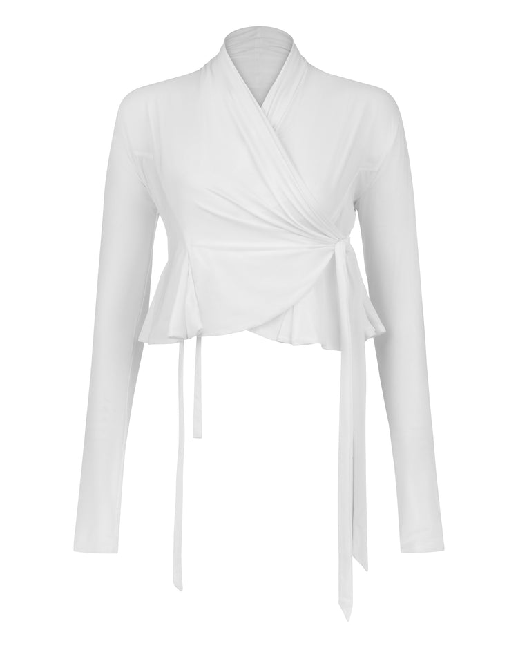 FLARED WRAP BOLERO // OPTIC WHITE
