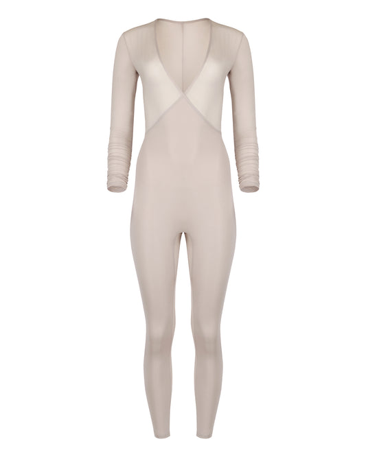 WRAP SNATCH CATSUIT // COSMIC LATTE