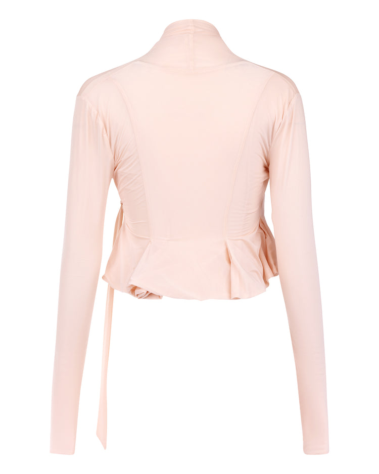 FLARED WRAP BOLERO // PINK MIST
