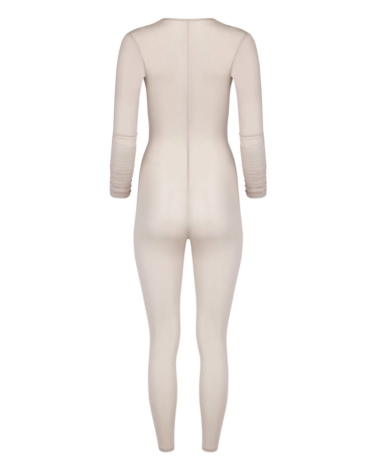 WRAP SNATCH CATSUIT // COSMIC LATTE