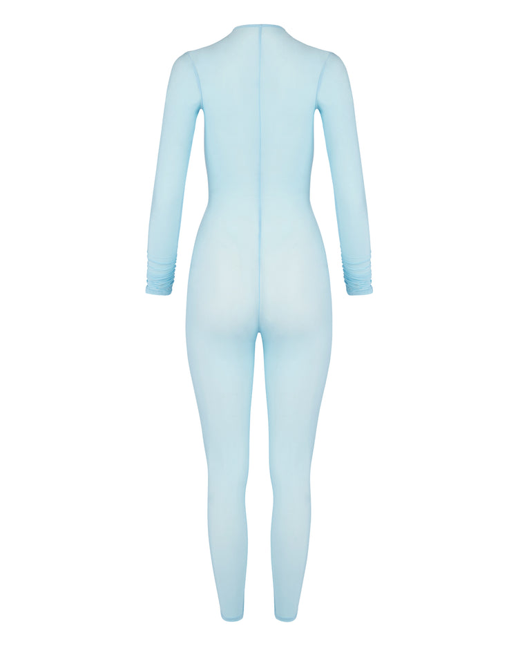 SHEER SHIMMER CATSUIT // AQUAMARINE