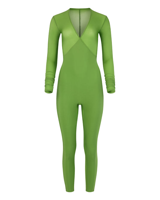 SHEER SHIMMER CATSUIT // FROG