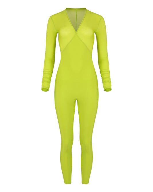 SHEER SHIMMER CATSUIT // KIWI