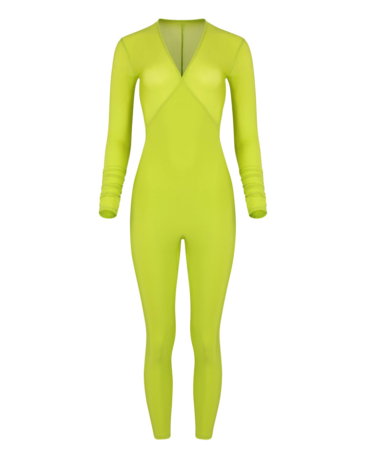 SHEER SHIMMER CATSUIT // KIWI