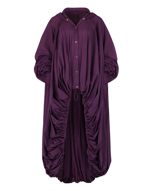 HOODED BALLOON WINDBREAKER // EGGPLANT