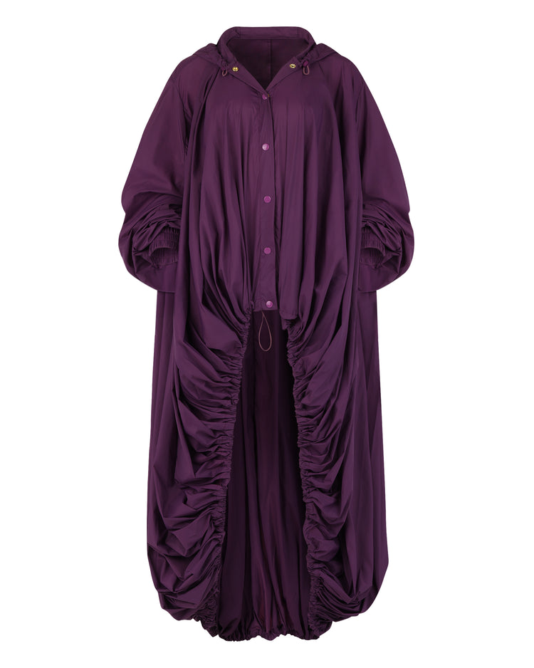 HOODED BALLOON WINDBREAKER // EGGPLANT