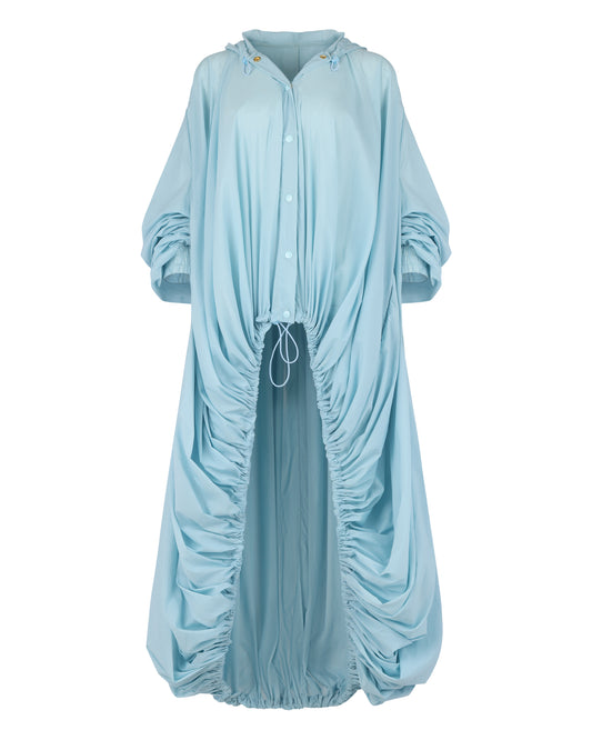 HOODED BALLOON WINDBREAKER // AQUAMARINE