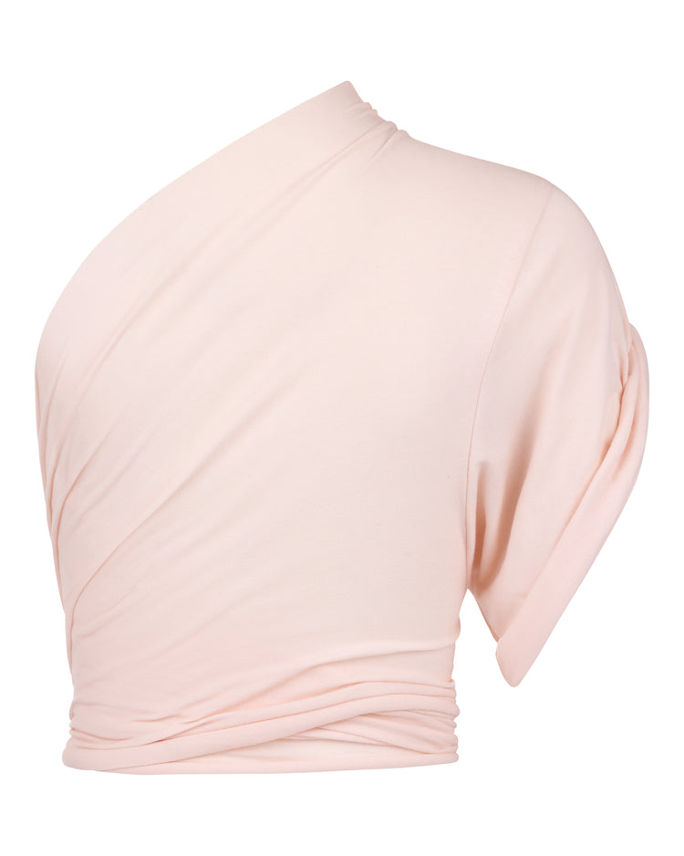 RAW EDGE ONE SLEEVE TEE // PINK MIST