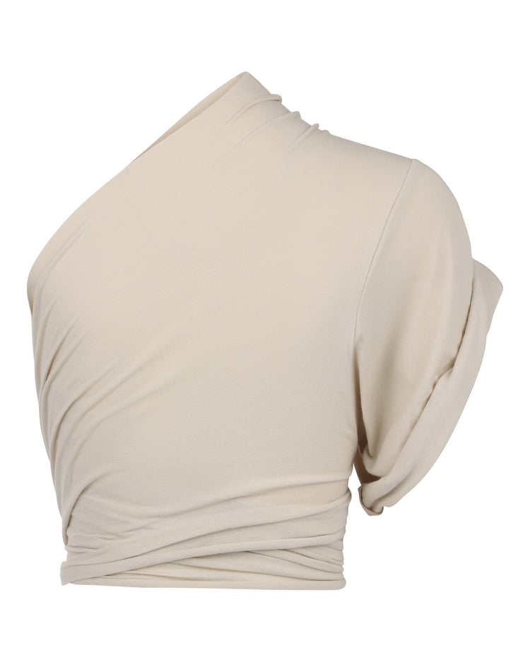 RAW EDGE ONE SLEEVE TEE // COSMIC LATTE