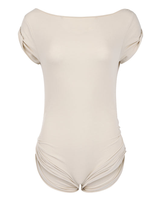 RIPPED TEE BODYSUIT // COSMIC LATTE