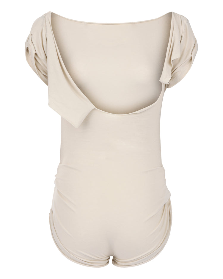 RIPPED TEE BODYSUIT // COSMIC LATTE