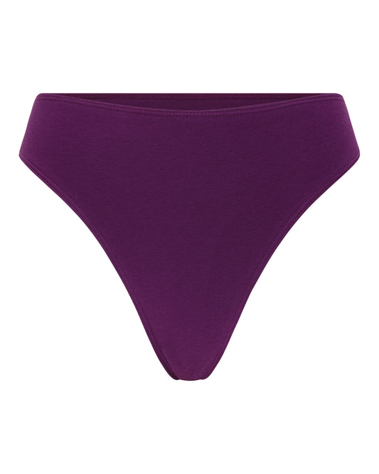COTTON JERSEY THONG // EGGPLANT
