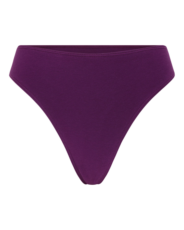 COTTON JERSEY THONG // EGGPLANT