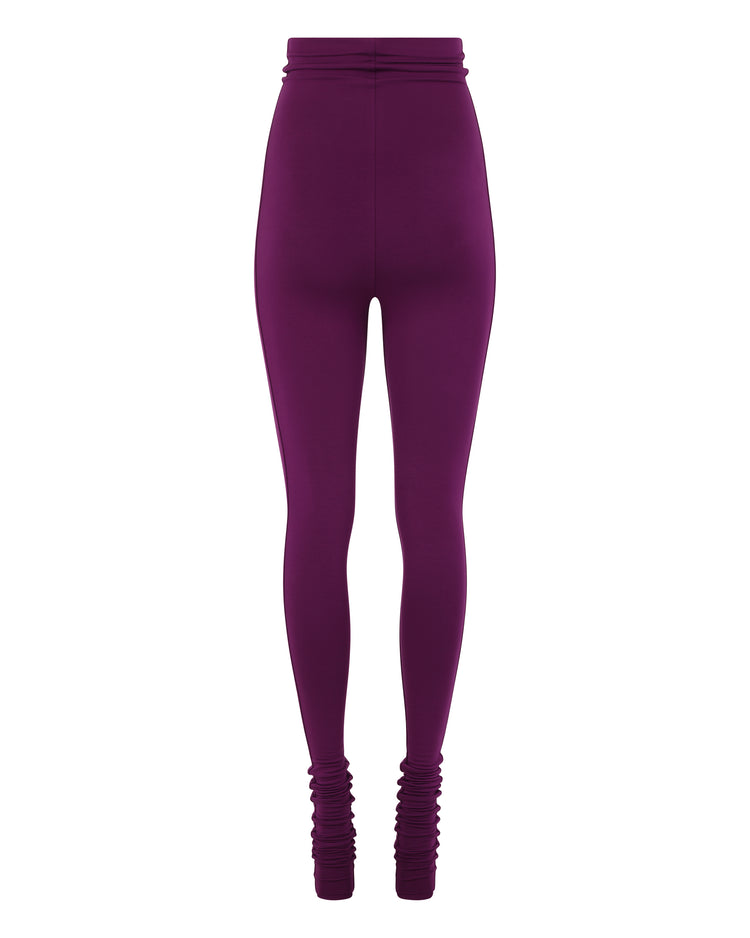 MODAL DOUBLE RAW EDGE LEGGING // EGGPLANT