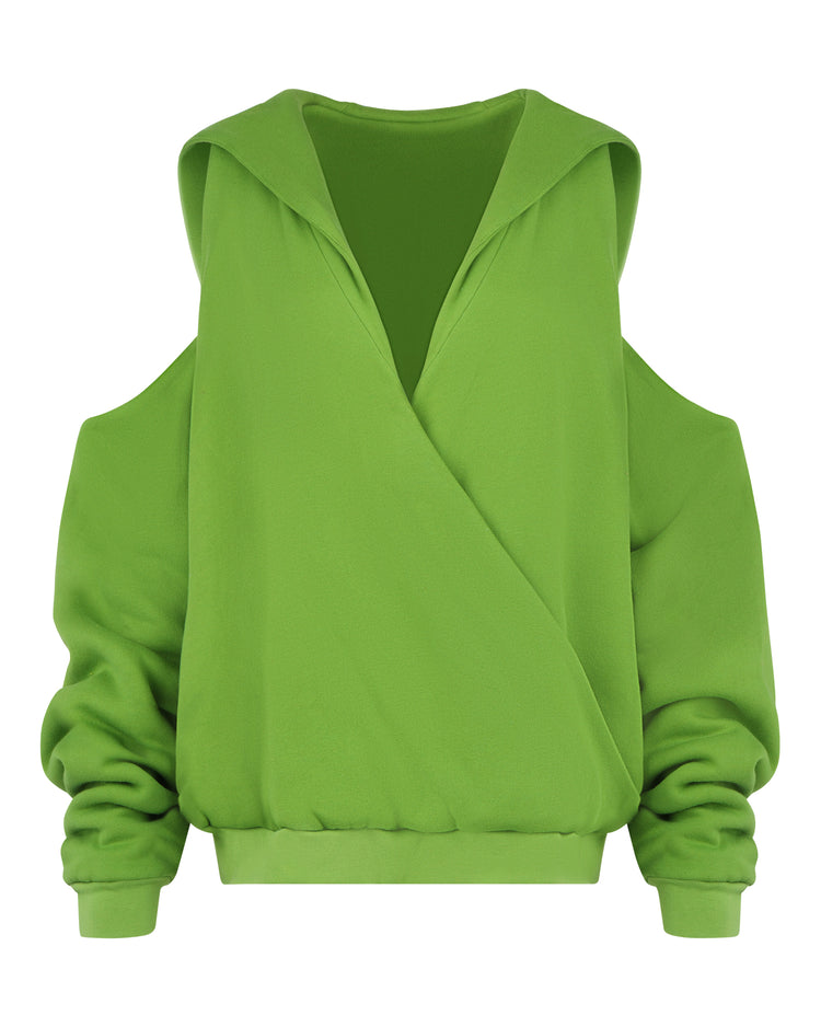COLD SHOULDER HOODIE // FROG