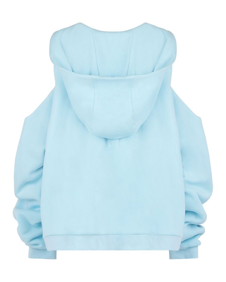 COLD SHOULDER HOODIE // AQUAMARINE