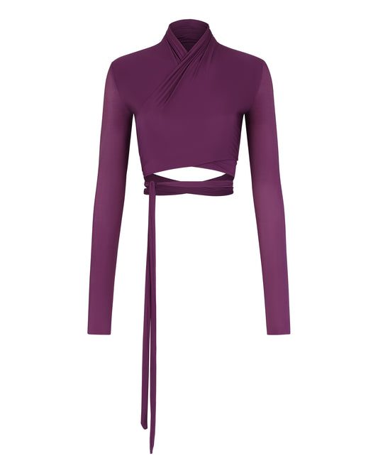 SHIMMER CROPPED BOLERO // EGGPLANT