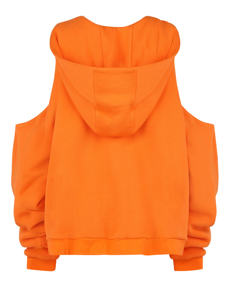 COLD SHOULDER HOODIE // PERSIMMON