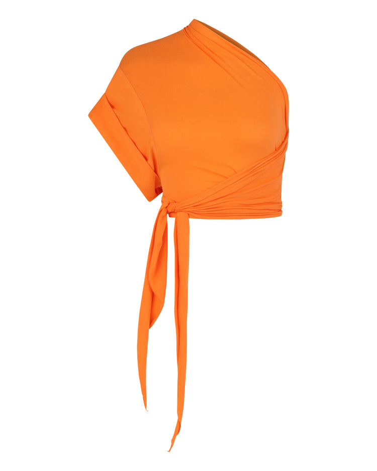 RAW EDGE ONE SLEEVE T-SHIRT // PERSIMMON