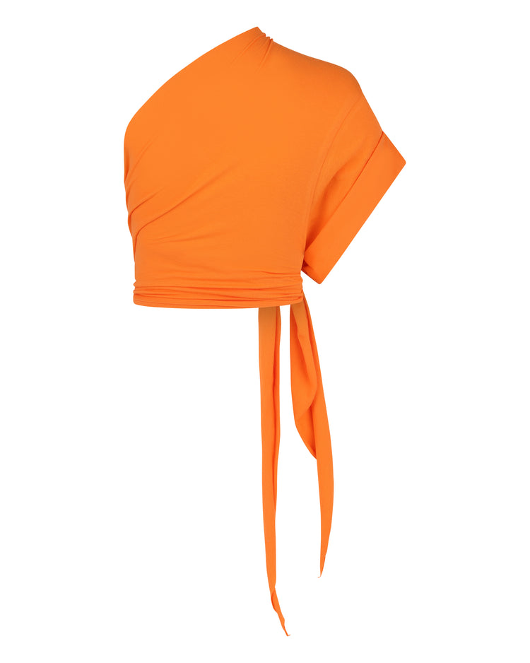 RAW EDGE ONE SLEEVE T-SHIRT // PERSIMMON