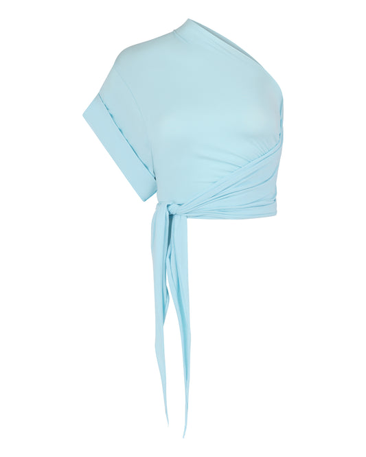 RAW EDGE ONE SLEEVE T-SHIRT // AQUAMARINE