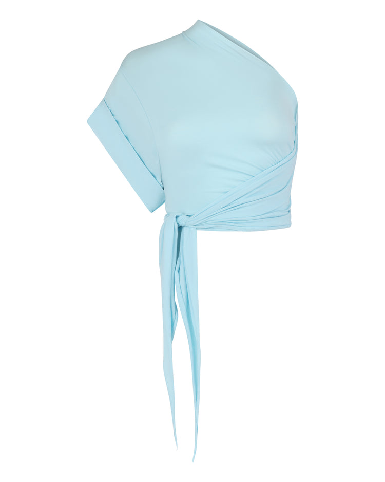 RAW EDGE ONE SLEEVE T-SHIRT // AQUAMARINE