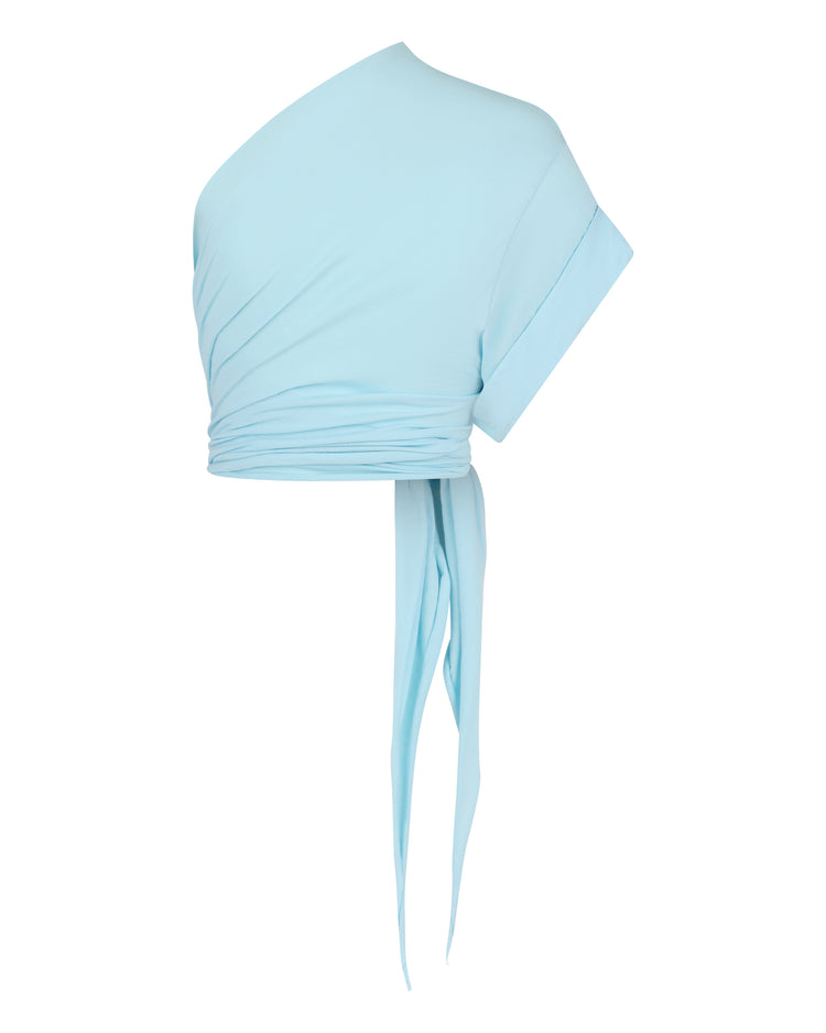 RAW EDGE ONE SLEEVE T-SHIRT // AQUAMARINE