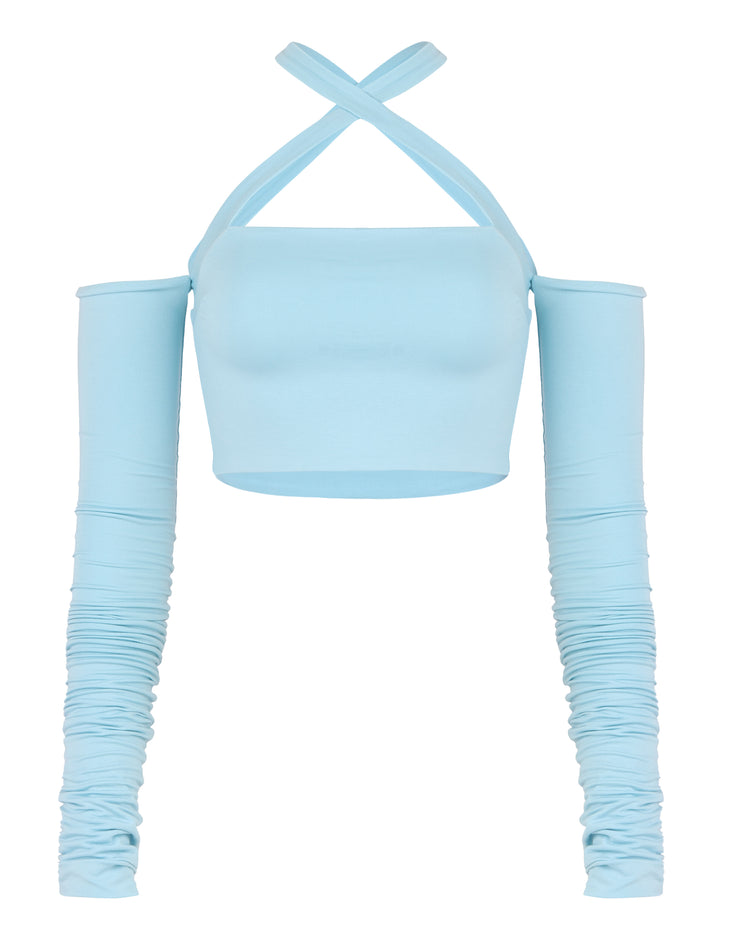 '91 CRISS CROSS TOP // AQUAMARINE